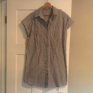 Striped Button-Up Shirt Dress